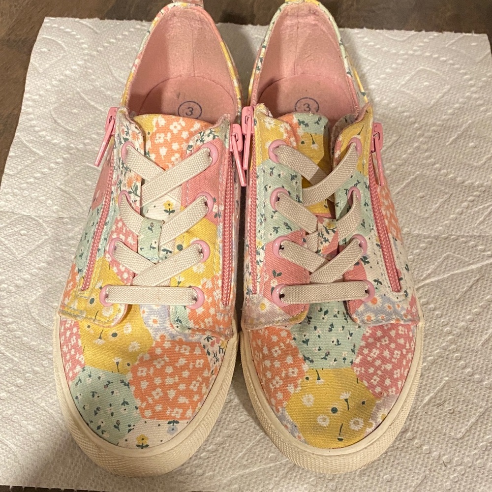 Cat & Jack Pink Multi Floral Patchwork Kids Sneakers